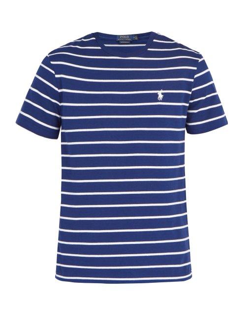 Matchesfashion.com Polo Ralph Lauren - Logo Embroidered Cotton Jersey T Shirt - Mens - Navy Multi