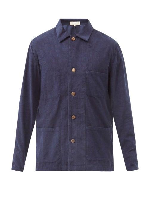 Mens Rtw Smr Days - Satir Patch-pocket Cotton-corduroy Jacket - Mens - Navy