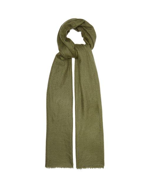 Matchesfashion.com Allude - Fine Knit Fringed Cashmere Scarf - Womens - Khaki
