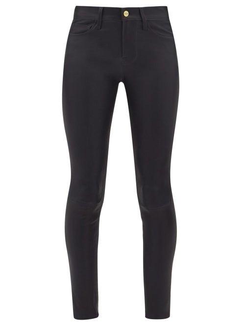 Matchesfashion.com Frame - Le High Skinny Leather Trousers - Womens - Navy