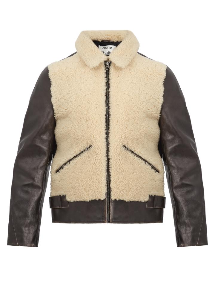 Acne Studios Shearling-trimmed Leather Bomber Jacket