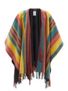 Etro - Reversible Striped Knitted Wool Cape - Womens - Multi