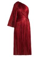 Matchesfashion.com Maria Lucia Hohan - Aquila One Shoulder Silk Dress - Womens - Red