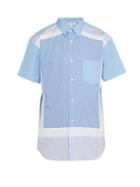 Matchesfashion.com Comme Des Garons Shirt - Stripes And Squares Cotton Shirt - Mens - Blue