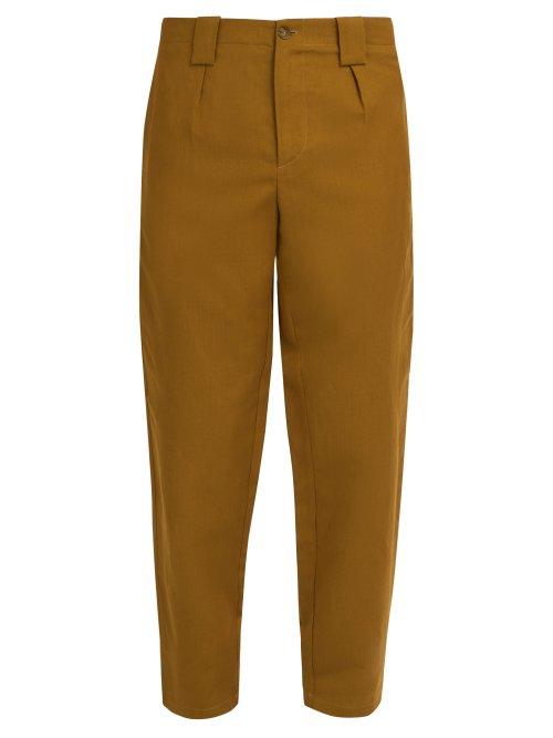 Matchesfashion.com Etro - Cropped Linen Blend Trousers - Mens - Gold