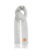 Loewe - Leather-patch Mohair-blend Scarf - Womens - Grey