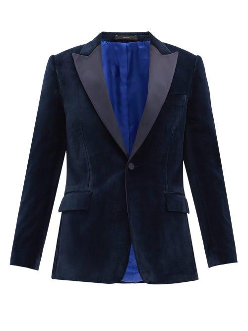 Matchesfashion.com Paul Smith - Single-breasted Satin-lapel Velvet Soho-fit Jacket - Mens - Navy