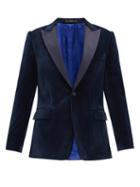 Matchesfashion.com Paul Smith - Single-breasted Satin-lapel Velvet Soho-fit Jacket - Mens - Navy