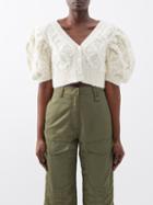 Simone Rocha - Cropped Cable-knit Alpaca-blend Cardigan - Womens - Ivory