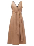 Matchesfashion.com Petar Petrov - Awel Wrap-front Leather Midi Dress - Womens - Brown