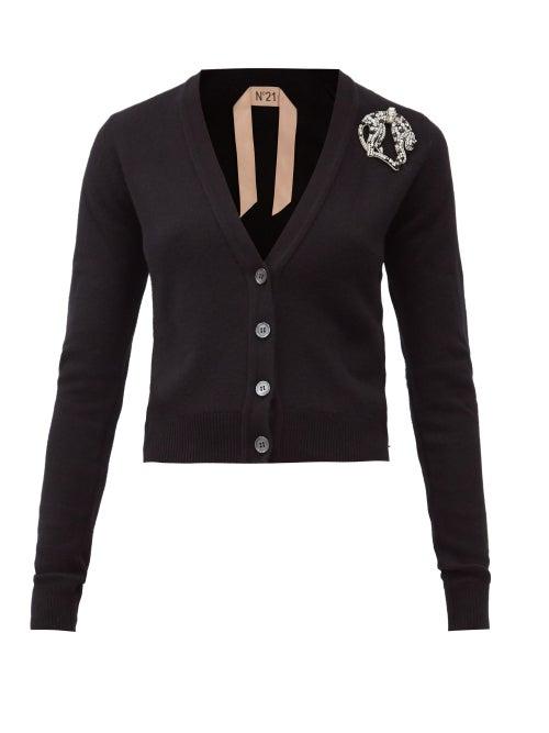 Matchesfashion.com No. 21 - Crystal-brooch Cashmere Cardigan - Womens - Black