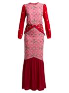 Matchesfashion.com Saloni - Isa Sequinned Silk Georgette Dress - Womens - Pink Multi