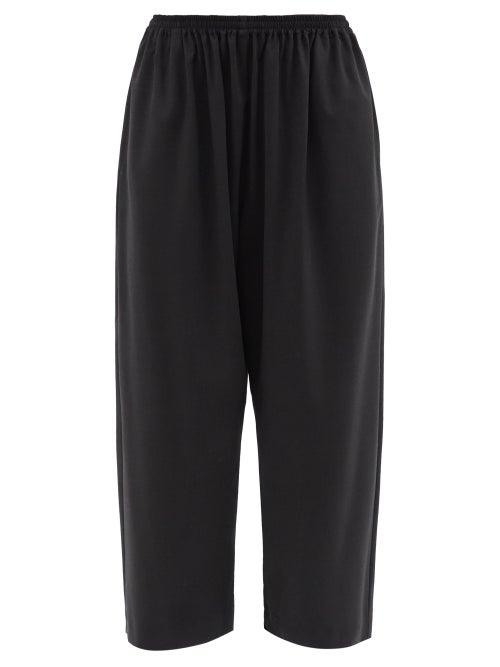 Eskandar - Cropped Wool-blend Twill Trousers - Womens - Dark Grey