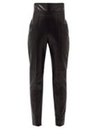 Matchesfashion.com Alexandre Vauthier - High-rise Leather Trousers - Womens - Black