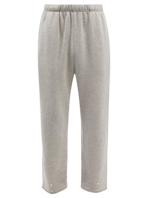 Les Tien - Snap-front Brushed-back Cotton Track Pants - Mens - Grey