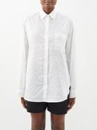 Matteau - Embroidered-stripe Organic-cotton Shirt - Womens - White