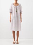 Thierry Colson - Eva Checked Cotton Dress - Womens - Pink Green