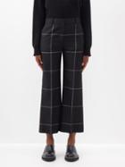 Joseph - Talia Cropped Windowpane-check Wool Trousers - Womens - Black Grey