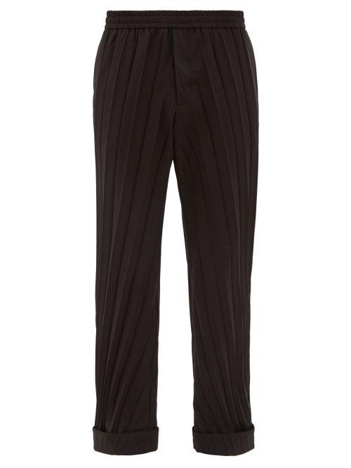 Matchesfashion.com Valentino - Turned Up Cuff Pliss Trousers - Mens - Black