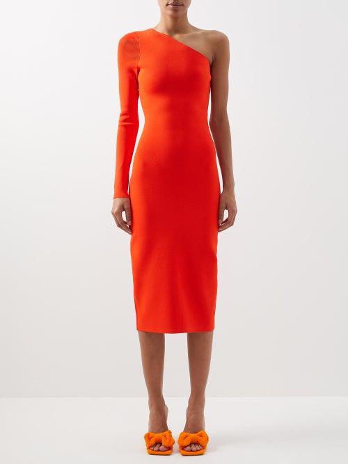 Victoria Beckham - Vb Body One-shoulder Jersey Midi Dress - Womens - Orange