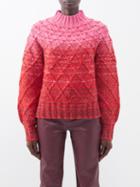 Staud - Evelyn Gradient Cable-knit Sweater - Womens - Pink Red