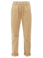 Matchesfashion.com Brunello Cucinelli - Monili Embellished Cuff Stretch Cotton Chinos - Womens - Tan