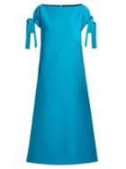 Matchesfashion.com Emilia Wickstead - Marlene Cloqu Stretch Crepe Dress - Womens - Mid Blue