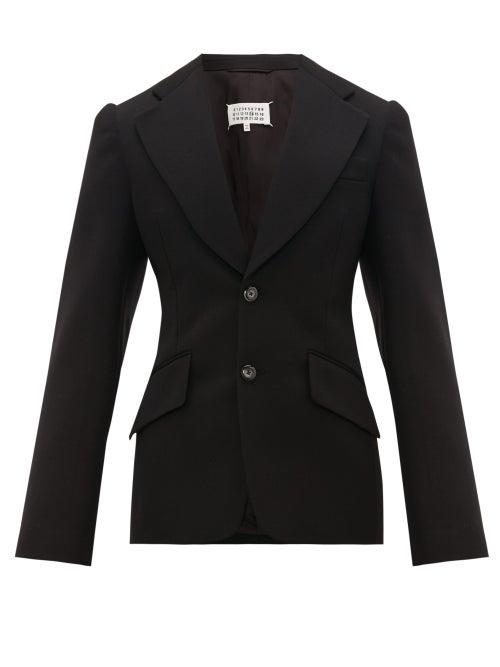 Matchesfashion.com Maison Margiela - Rolled Sleeve Single Breasted Wool Jacket - Mens - Black