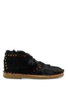 Matchesfashion.com Prada - Stud Embellished Calf Hair Ankle Boots - Womens - Black