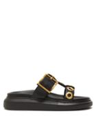 Matchesfashion.com Alexander Mcqueen - Raised-sole Buckled Leather Slides - Womens - Black