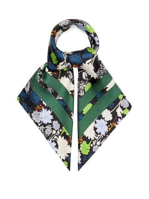 Ganni - Floral-print Silk-twill Scarf - Womens - Multi