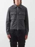 Amiri - Logo-embroidered Pilled Cotton-blend Twill Jacket - Mens - Dark Grey