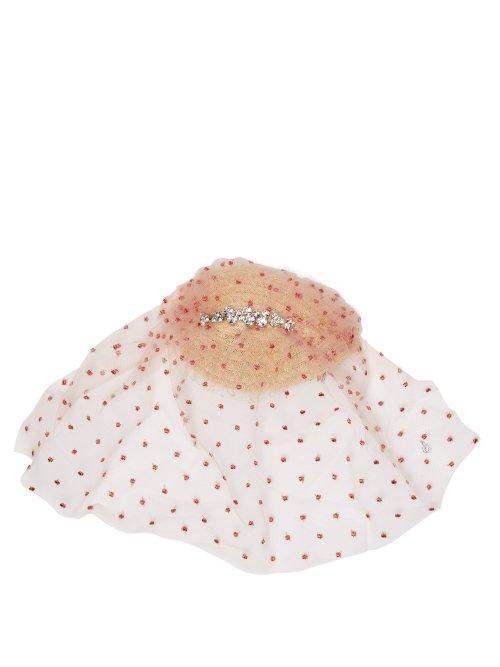 Matchesfashion.com Maison Michel - Vic Polka Dot Tulle Headpiece - Womens - Pink