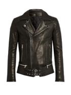 Balmain Quilted-panel Leather Biker Jacket