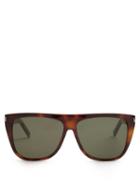 Matchesfashion.com Saint Laurent - Flat Top Acetate Sunglasses - Womens - Tortoiseshell