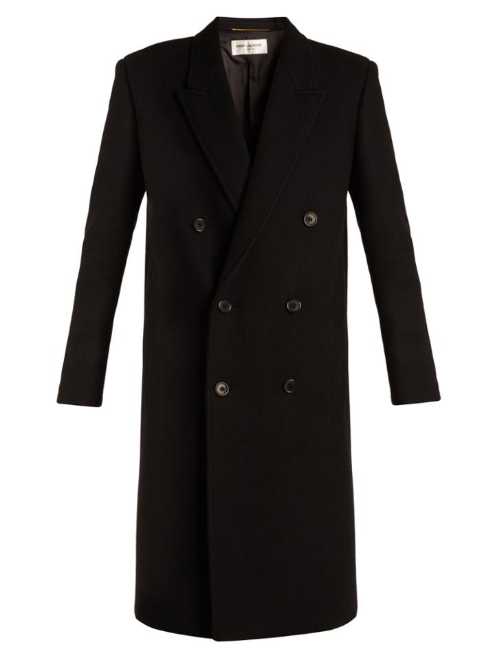 Saint Laurent Peak-lapel Wool-blend Felt Coat