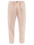 Albam - Pleated Cotton-blend Twill Trousers - Mens - Pink