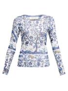 Matchesfashion.com Marques'almeida - Peacock Print Mesh Top - Womens - Blue Multi