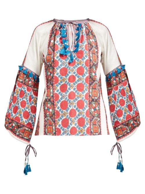 Matchesfashion.com D'ascoli - Samarkand Floral Print Cotton Blouse - Womens - Red Multi