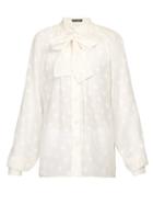 Matchesfashion.com Dolce & Gabbana - Pussy Bow Polka Dot Fil Coup Chiffon Blouse - Womens - White