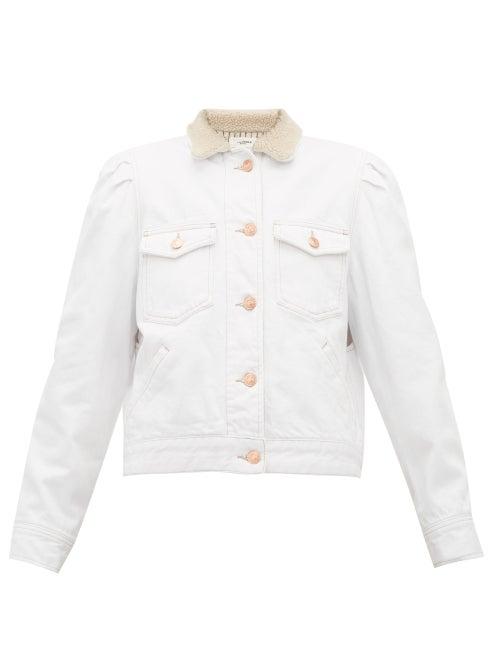 Matchesfashion.com Isabel Marant Toile - Nolinea Faux Shearling Denim Jacket - Womens - White