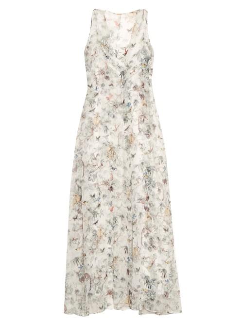 Adam Lippes Cuban Floral Print Silk-chiffon Gown