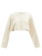 Ladies Rtw Lauren Manoogian - Cropped Organic Cotton-blend Boucl Sweater - Womens - Light Beige