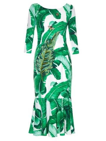 Dolce & Gabbana Banana Leaf-print Embellished Dress