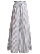 Matchesfashion.com Caroline Constas - Striped Paperbag Waist Trousers - Womens - Blue White