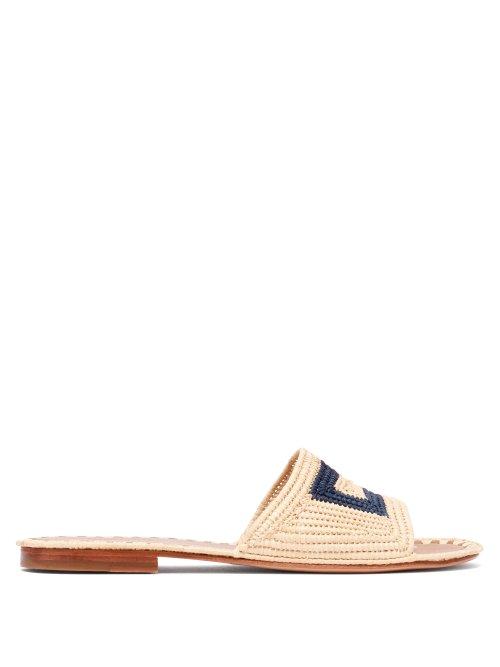 Matchesfashion.com Carrie Forbes - Carree Raffia Slides - Womens - Cream Navy