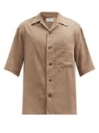 Matchesfashion.com Lemaire - Cuban-collar Cotton Short-sleeved Shirt - Mens - Dark Beige