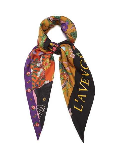 Matchesfashion.com Gucci - Patchwork Print Silk Twill Scarf - Womens - Multi