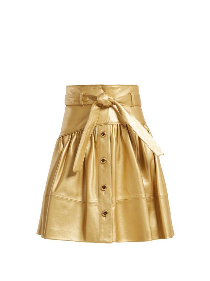 Miu Miu High-rise Leather Mini Skirt