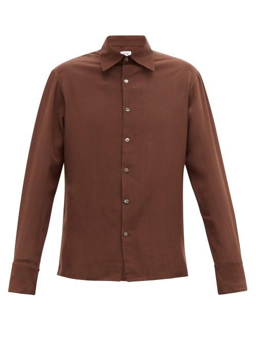 Matchesfashion.com 73 London - Silk Crepe De Chine Shirt - Mens - Brown